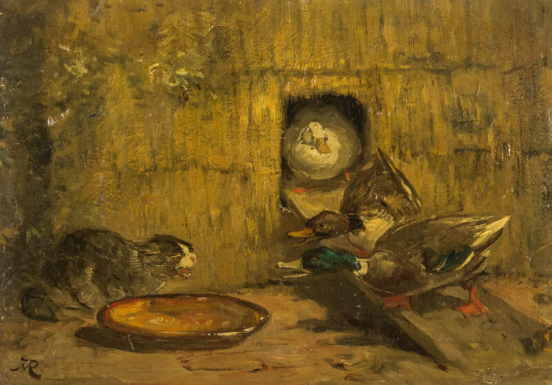 Henriette Ronner-Knip (1821 Amsterdam - 1909 Brüssel) - Katze am Entenstall