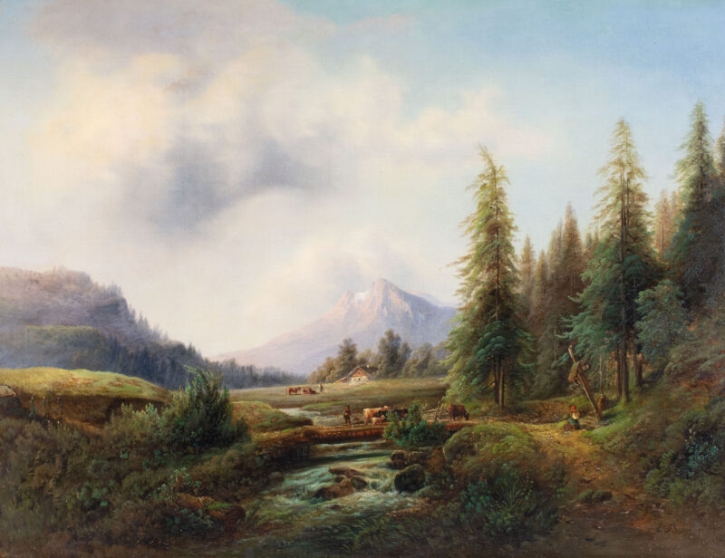 Eduard Boehm (1830 Wien - nach 1890 ebenda) - Berglandschaft mit Figurenstaffage - Bild 1