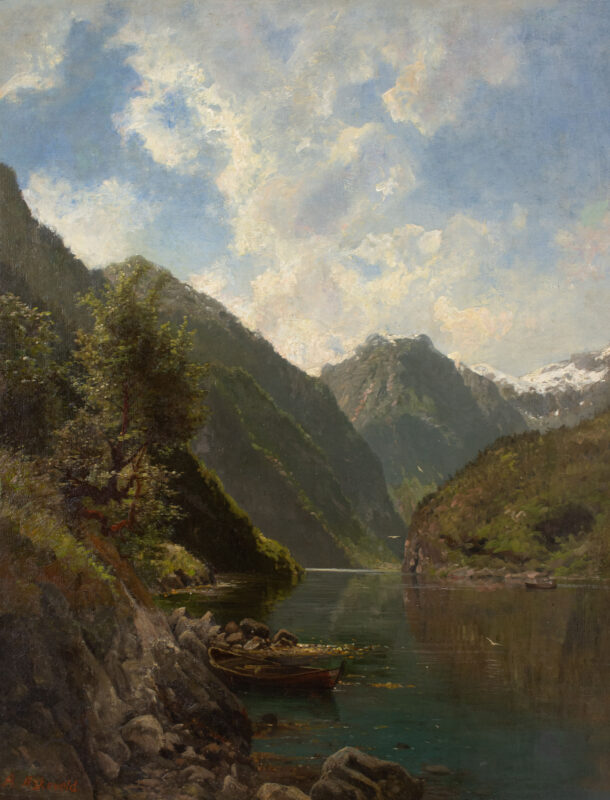 Anders Monsen Askevold (1834 Askvoll in Sunnfjord, Norwegen - 1900 Düsseldorf) - Fjord mit Fischerboot - Bild 1