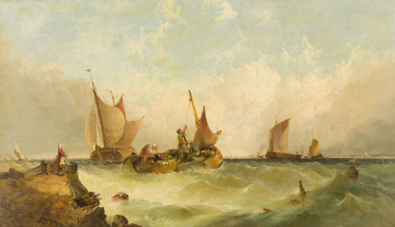 Alfred James Montague (London, 1832 - 1883) - Fischerboote vor der Küste