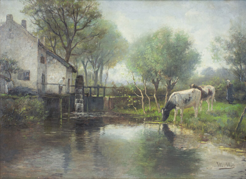 Willem van der Vliet (Niederlande, 1856 - 1924) - Kühe am Teich