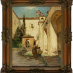 Pierre Gusman (1861 Paris - 1942 Grosrouvre) - Klosterkreuzgang mit Mönchen und Briefbote - Bild 2