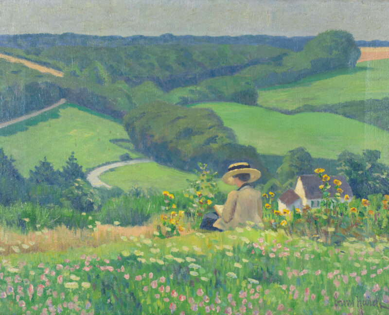 Ernst Hardt (1869 Köln - 1917 Bad Godesberg) - Mädchen auf der Blumenwiese