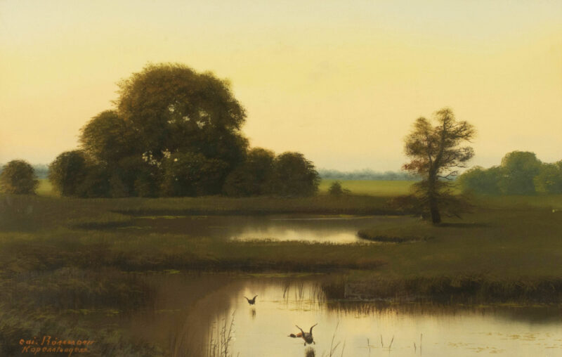 Cai Rönnow (Dänemark, Anfang 20.  Jh.) - Teich mit Enten, - Bild 1
