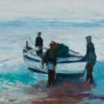 Mario Berrino (1920 Alassio, Italien - 2011 ebenda) - 2-tlg., Paar Gemälde, Frauen beim Ernten und Fischer mit Boot - Bild 5