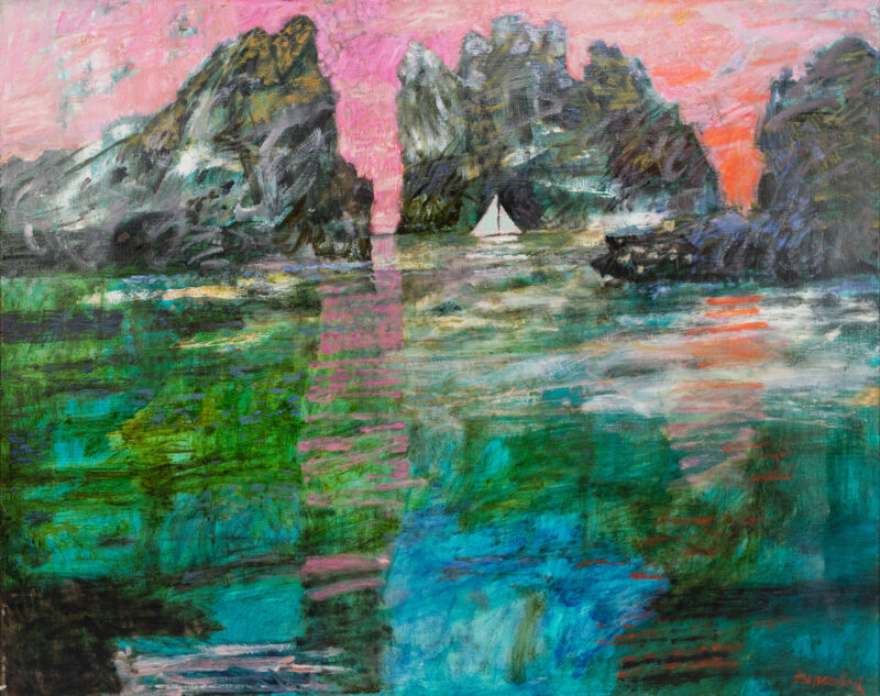 Jan Szancenbach (1928 Krakau - 1998 ebenda) - 'Norwegische Landschaft mit rosa Himmel' - Bild 1
