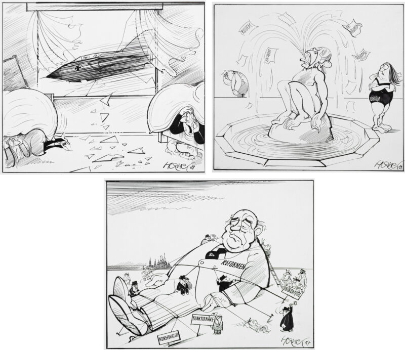 Walter Hanel (F) (1930) - 3-tlg., Karikaturen zu 'Gulliver in Moskau'