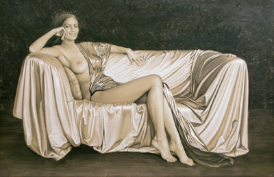 Michael Fuchs (1952 Paris) - Sitzender weiblicher Akt, Pastellkreide auf Karton - Bild 1