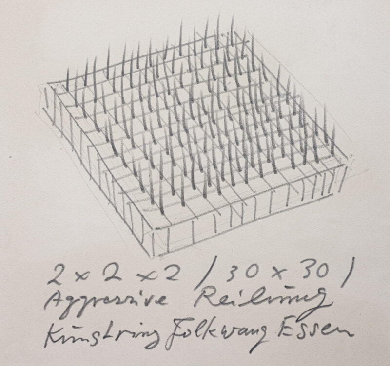Günther Uecker (1930 Wendorf) (F) - Entwurf zu 'Aggressive Reihung Kunstring Folkwang Essen' - Bild 1