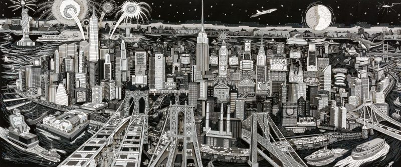 Charles Fazzino (1955 New York City) - 'Manhattan Moonlight'