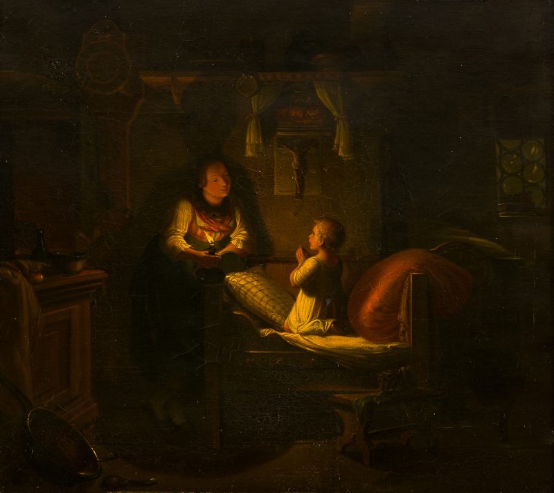 Carl Friedrich Moritz Müller (1807 Dresden - 1865 München) - Abendgebet im Kerzenschein