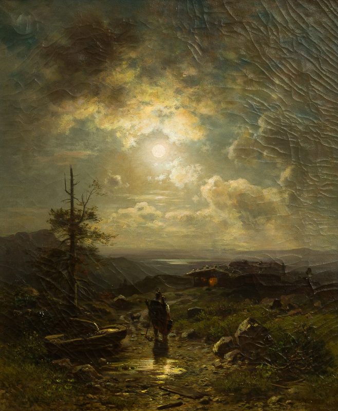 Ludwig Gebhardt (1830 München - 1908 ebenda) - Landschaft im Mondschein - Bild 1
