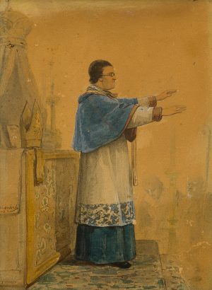Andreas Achenbach (1815 Kassel - 1910 Düsseldorf) - Segnender Priester - Bild 1