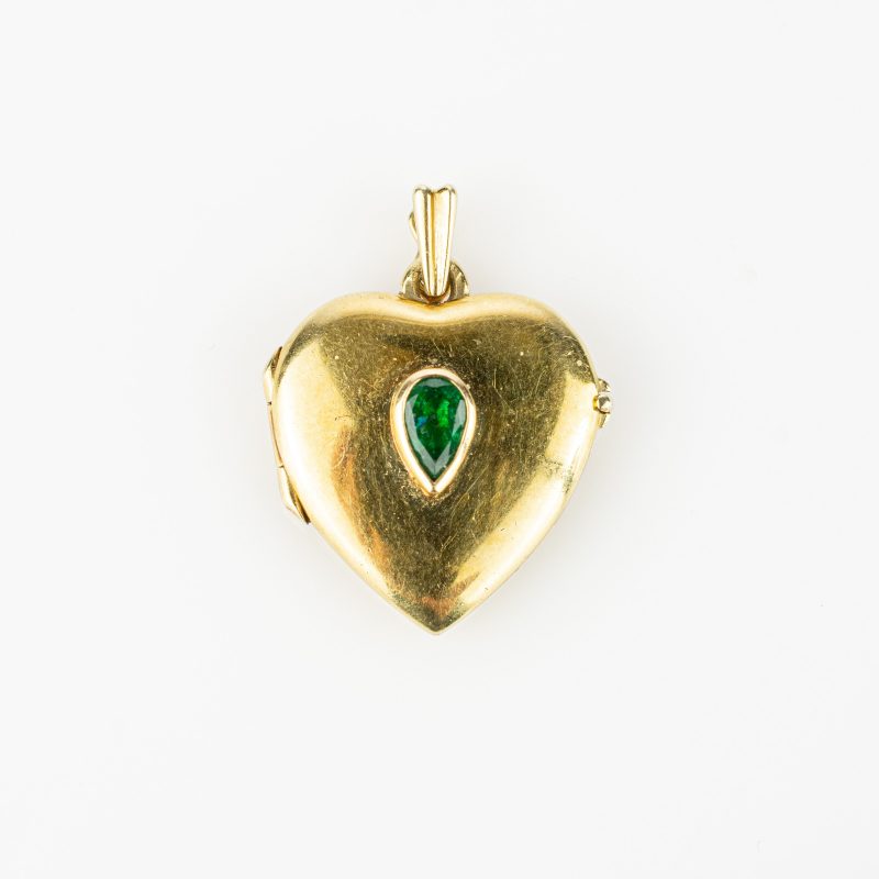 Herz-Medaillonanhänger mit Smaragd - Bild 1