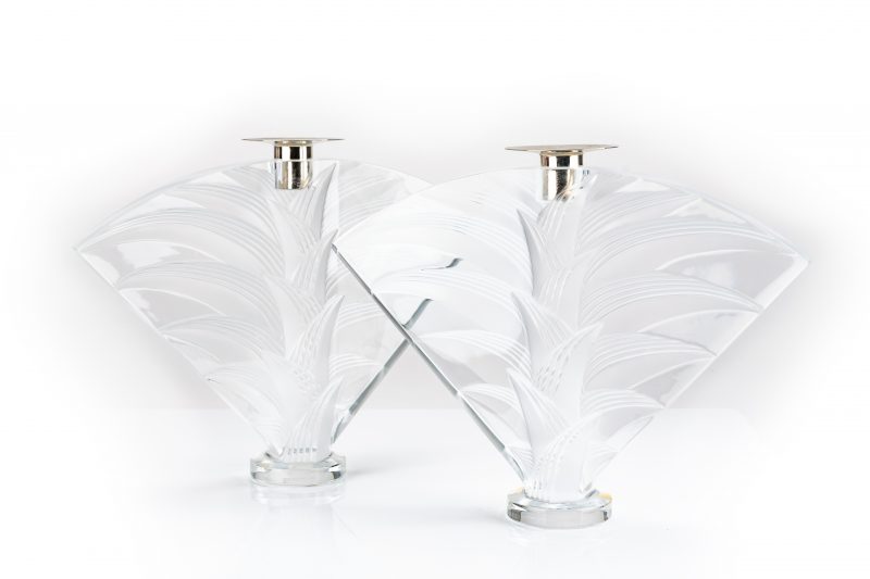 Paar Lalique 'Ravelana' Kerzenhalter