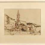 'Schrambach' und Dorf in den Südtiroler Bergen, zwei Alpenansichten_75609_477-2