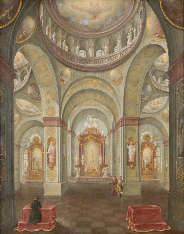 Kirchenchor mit rückseitiger Wappenkartusche für die Kurfürstin Maria Josepha von Sachsen, Königin von Polen_81210_310-1