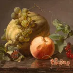 Stillleben mit Pfirsich, Melone und Schmetterling_81210_321-1