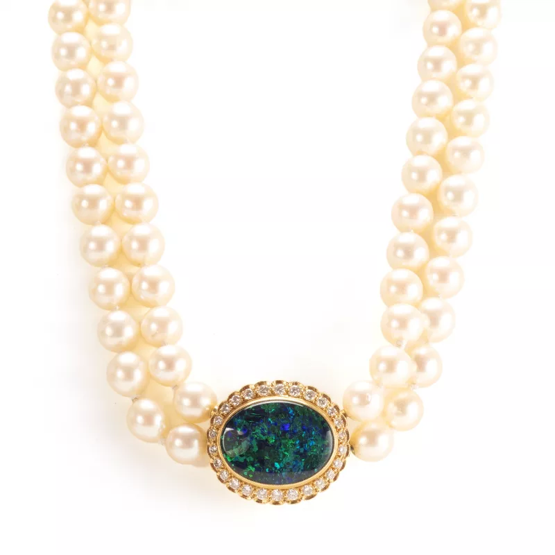 Opal-Diamant-Perlencollier