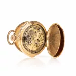 Kronenaufzug, Zeigerstellung über Hebel, Emaille-Zifferblatt mit arabischen Ziffern, kleine Sekunde, Viertelstundenrepetition, Minuten-Chronograph, Gehäuse-Nr. 93884_81213_227-3