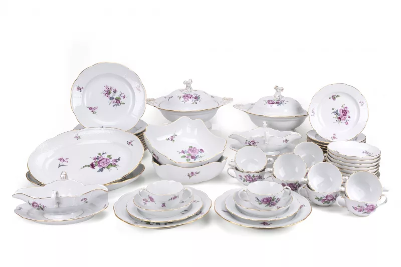 Meissen Speiseservice Blumenmalerei in Purpur-Camaieu