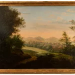 Landschaftsgemälde mit Blick auf eine Stadt, wohl Deutschland erste Hälfte 19. Jh._84075_198-2