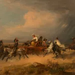 'Die Flucht vor den Eidgenossen. Pferdefuhrwerk mit Verwundeten flieht in Begleitung von drei Kavalleristen'_84075_204-1