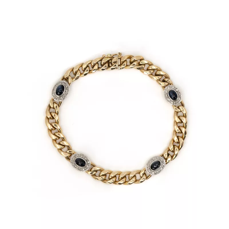 Panzerarmband mit Saphircabochons