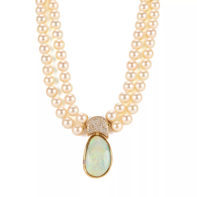 Opal-Diamant-Perlencollier