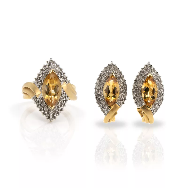 Citrin-Diamant-Schmuckset
