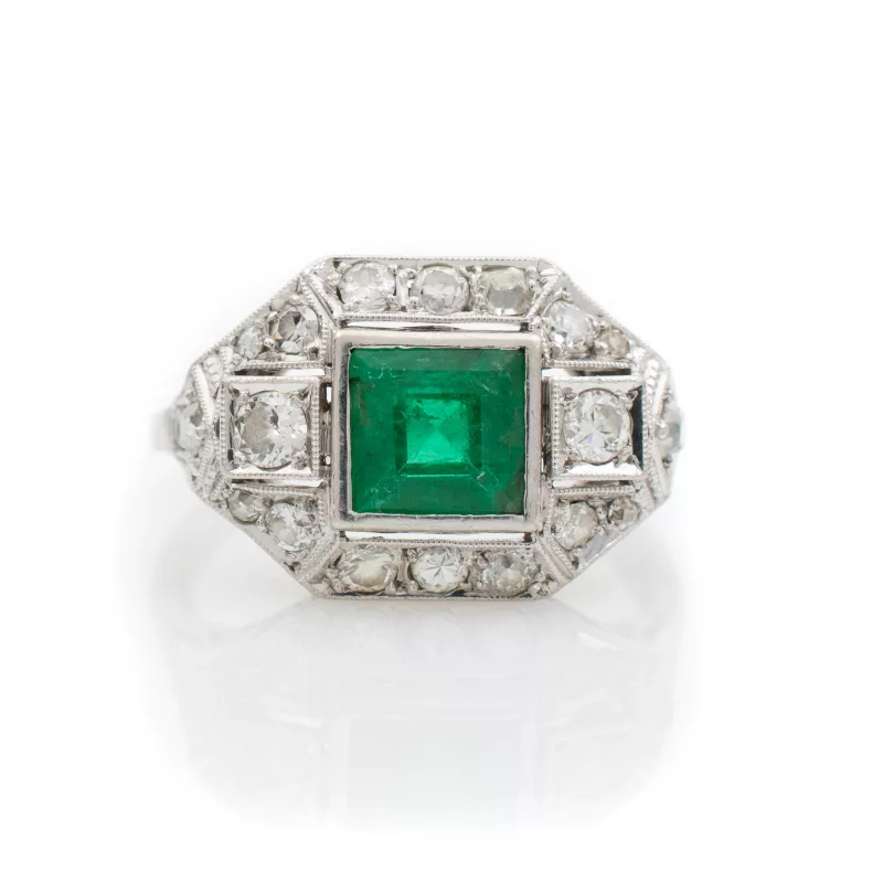 Smaragd-Diamant-Ring
