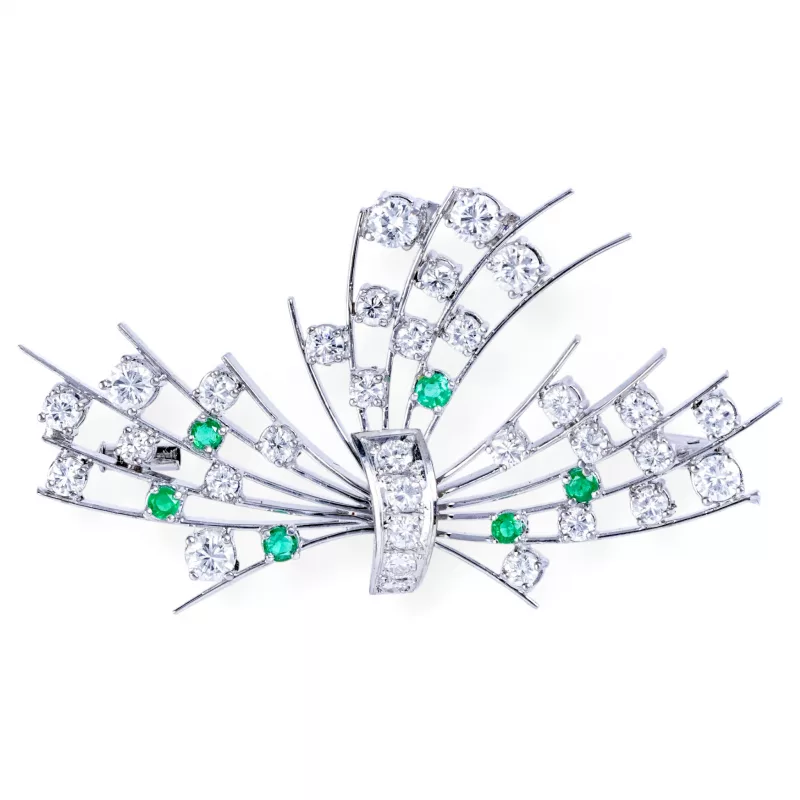 Brosche mit Smaragd und Brillantbesatz ca. 3,1 ct_Brosche mit Smaragd und Brillantbesatz ca. 3,1 ct_96391_53-1